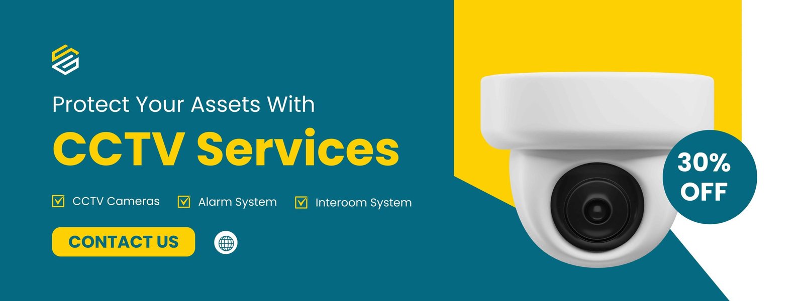 Blue Yellow Modern CCTV Services Outdoor Banner