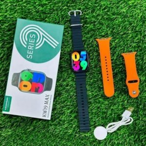 KW19 max 2.5D Curve Infinity Full HD IPS Display multicoloured double strap apple watch Series 9 watch for men women children ( Only Black ) (P-2842)