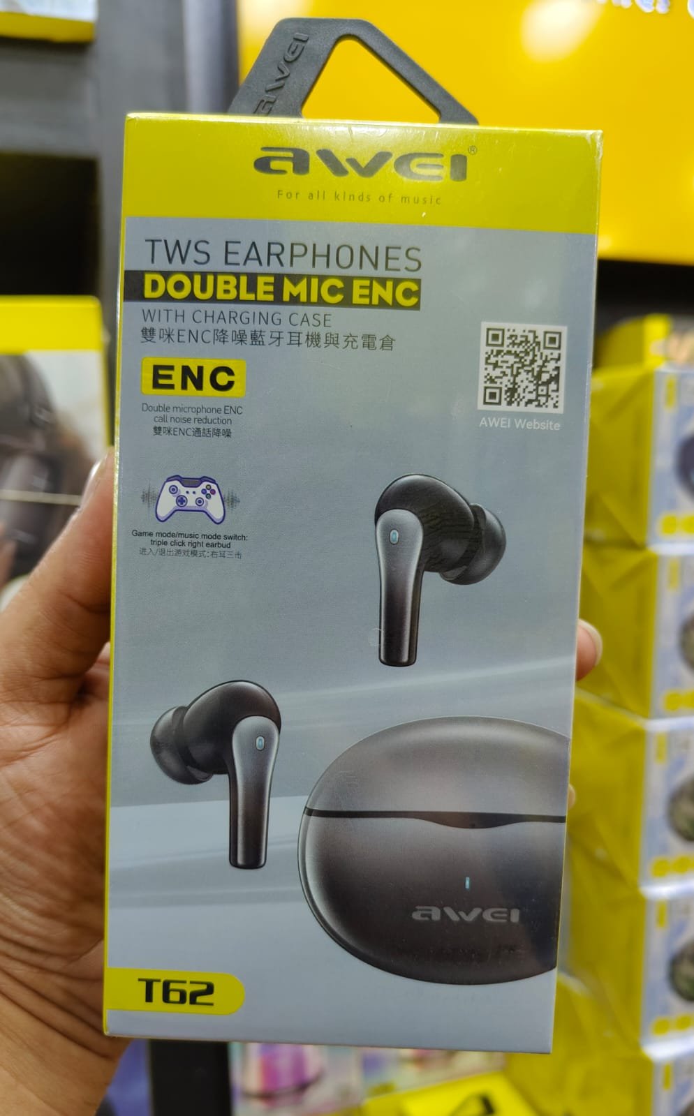 AWEI T62 ENC True Wireless Earphone Double MIC ( 6 Month Official Warranty ) (P-3109)